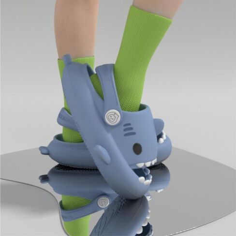 allgala Shark Slides Slippers with Backtrap Non-Slip Novelty Open Toe Sandals for Boys Girl Indoor & Outdoor Comfy Cushioned Thick Sole Cute Cartoon Shower Cloud Slippers Beach Pool Shoes in Kuwait