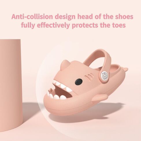 allgala Shark Slides Slippers with Backtrap Non-Slip Novelty Open Toe Sandals for Boys Girl Indoor & Outdoor Comfy Cushioned Thick Sole Cute Cartoon Shower Cloud Slippers Beach Pool Shoes in Kuwait