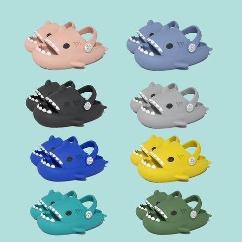 allgala Shark Slides Slippers with Backtrap Non-Slip Novelty Open Toe Sandals for Boys Girl Indoor & Outdoor Comfy Cushioned Thick Sole Cute Cartoon Shower Cloud Slippers Beach Pool Shoes in Kuwait