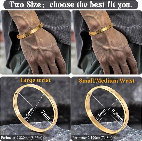 SAILIMUE Gold Bracelets for Men Women - Stainless Steel Roman Numeral Bangle Bracelet Silver Adjustable Cuff Bracelet Mens Twisted Cable Bracelet 3Pcs Luxury Bracelets Jewelry Gifts… in Saudi Arabia