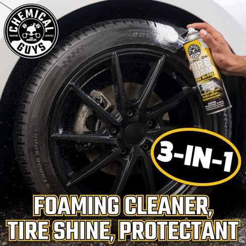 Chemical Guys TVDSPRAY103 Cling On Tire Foam High Gloss 3 in 1 Cleaner, Protectant, & Dressing, Works on Cars, Trucks, SUVs, Motorcycles, RVs & More, 16 fl oz in Kuwait