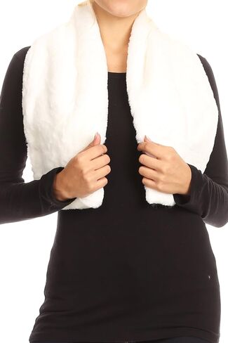 Sakkas Malen Long Rectangle Faux Fur Warm Soft Furry Wrap Around Loophole Scarf in Kuwait