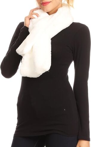 Sakkas Malen Long Rectangle Faux Fur Warm Soft Furry Wrap Around Loophole Scarf in Kuwait