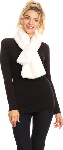 Sakkas Malen Long Rectangle Faux Fur Warm Soft Furry Wrap Around Loophole Scarf in Kuwait