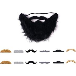 13PCS Mustaches Self Adhesive - Fake Beard for Masquerade Party Black