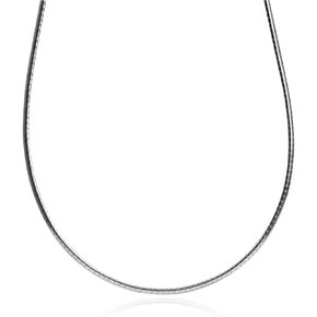 LLC. Sterling Silver Italian Omega Flat Chain 4mm 16 Inches + 2 Inches Long