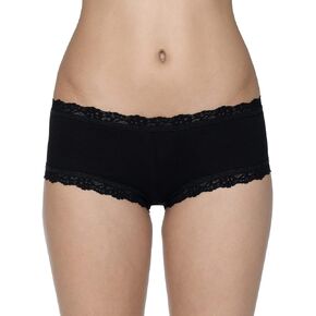 hanky panky Women's Rolled Organic Cotton Boyshort with Lace
