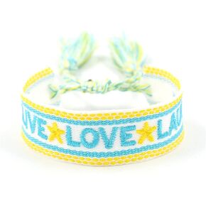 Caiyao Handmade Woven Braide CordTassel Wrap Bracelet Bohemia Knitted Love Word Letter Pattern Adjustable Wristband for Women Girl Men Boy Teen Boho Ethnic Rope Friendship Jewelry Gift