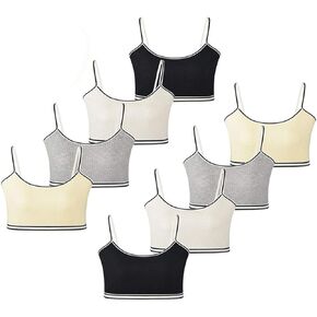 8 Pack Girls Cotton Cami Crop Traning Bras Beginner Bras for Girls