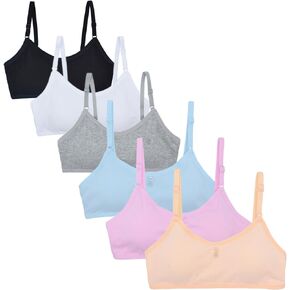 30A 32A Bras for Teens Wireless Training Bras for Girls Ages 10-16 Years 6 Pack