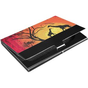Rose Gold Dog Paw Prints Business Card Holder, Leather Coated Stainless Steel Name Credit Card Case Wallet