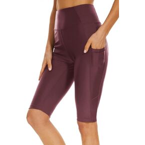 JENEARY Women's 12" Knee Length Long Swim Shorts Tummy Control Stretch Long Board Shorts with Pockets