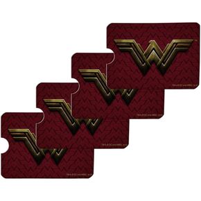 GRAPHICS & MORE Justice League Movie Wonder Woman Logo Credit Card RFID Blocker Holder Protector Wallet Purse Sleeves Set of 4