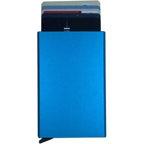 Minimalist credit card case,Metal pop-up card pack RFID Blocking (Silver)