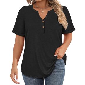 CARCOS Womens Plus Size Tops Puff Short Sleeve V Neck Shirts Solid/Floral Summer Tshirt Casual Blouse Loose fit Tunics XL-5XL in Saudi Arabia