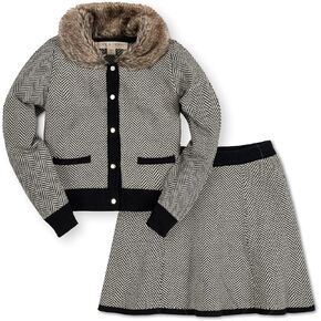 Hope & Henry Girls' Long Sleeve Cardigan and Skirt Sweater Set