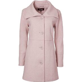 Sportoli Womens Mid-Length Single Breasted Wool Look Dress Coat with Pockets
