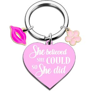 OEHEDOU Womens Girls Pink Keychain Inspirational Gifts For Women Teen Girls Daughter Trending Items Lovely Teen Girl Gifts