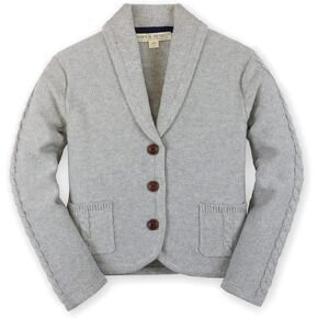 Hope & Henry Girls' Long Sleeve Shawl Collar Cardigan Sweater with Waist Tie