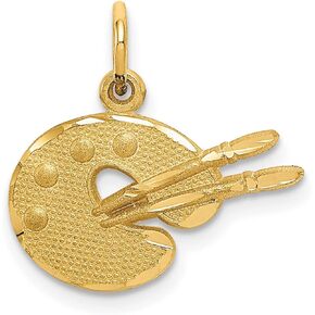 Jewelry Stores Network 14k Yellow Gold Artist Palette And Brushes Charm 11 mm x 11 mm