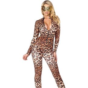 Forplay Women's Leopard Zipfront Catsuit