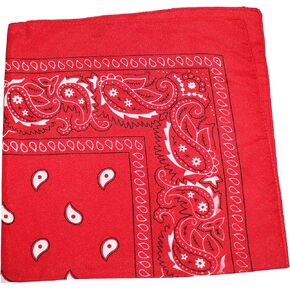 Mechaly Polyester Bandana - Paisley and Solid Colors - Pack of 4 (Paisley Red)