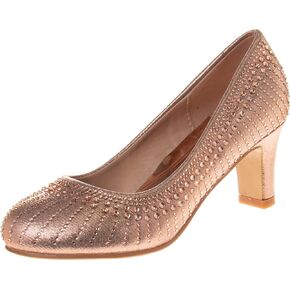 Badgley Mischka Closed Toe Heels for Kids Girls - Block Heel Dress Shoe Pumps with Crystal Frame (Sizes 13-6 Little Kid-Big Kid)