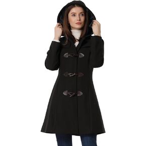 Allegra K Women's Winter Overcoat Mid-thigh Hooded Toggle Duffle Long Coat