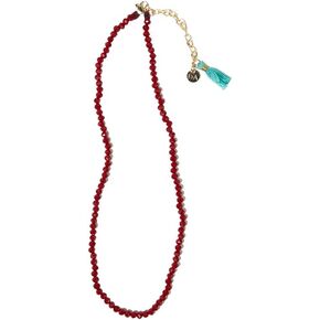 INK + ALLOY Beaded Boho Necklaces for Women, Hayden Solid Color Single Strand Crystal Layering Necklace with Tassel, Handmade Jewelry for the Modern Bohemian, 18-Inch L