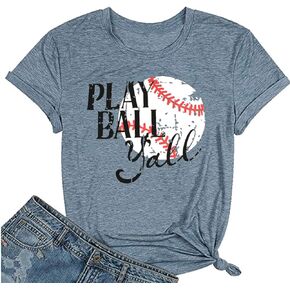 Baseball Mom T-Shirt Women Funny Cool Baseball Shirts Short Sleeve Graphic Tee Summer Tops Loose Casual