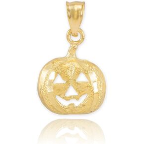 10k Yellow Gold Jack O'Lantern Pumpkin Bracelet Charm