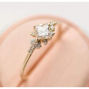 خاتم الخطوبة الذهبي خاتم الخطوبة الماسي خاتم الزواج عيار 14 قيراط من الذهب للنساء والفتيات in Kuwait