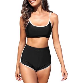ZAFUL Women's Tankini Swimsuits Athletic Two Piece Tummy Control Bathing Suits with Shorts