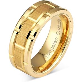 100S JEWELRY Engraved Personalized Tungsten Ring For Men Women Wedding Band Gold Brick Pattern Size 6-16