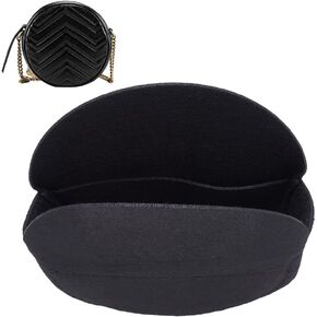 WADORN Felt Purse Organizer Inserts, Round Handbag Organizer Circle Shoulder Bag Shaper Felt Round Cosmetic Pouch Bag for Ophidia GG Small Women Purse Liner Bag In Bag, 6.4x2.2 Inch (Beige)