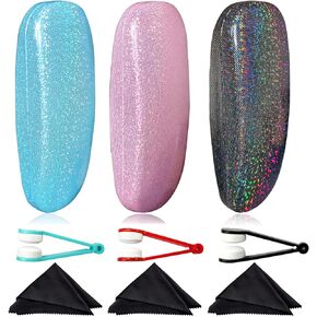Snnshun 3 Pack Eye Glasses Case Womens Hard Shell - Portable Kids Eyeglass Case，Women'S Presbyopia Eye Glass Case With Cleaning Cloth