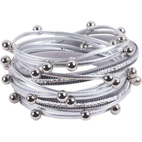 OHEDOS Boho Wrap Bracelets Leather Cuff Bangle Gold Beaded Bracelets for Women Stackable Infinity Bracelets Jewelry with Buckle Clasp