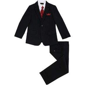 Luca Gabriel Toddler Boys' 5 Piece Pinstripe Suite Handkerchief Set