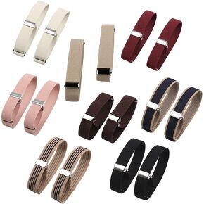 lasenersm 16 Pieces (8 Pairs) Unisex Elastic Adjustable Armbands Anti-Slip Shirt Sleeve Holders Adjustable Arm Shirt Garters Hold Up Sleeve Garters Elastic Armbands, Assorted Colors