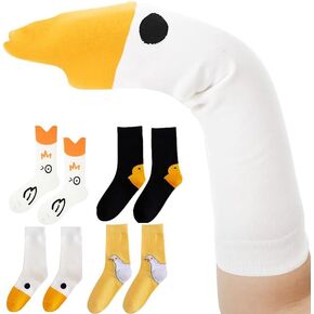 Bestmaple 4 Pair Funny Goose Head Socks Unisex Animal Funny Novelty Goose Duck Socks