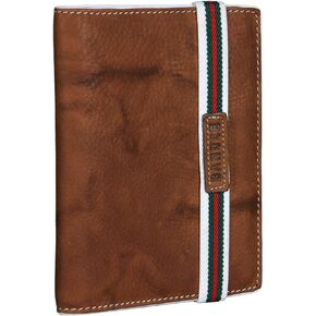 حامل جواز سفر جلدي من Banuce مع حزام مطاطي للجنسين، محفظة سفر للنساء أو الرجال، غطاء جواز سفر مع حامل بطاقات بني in Kuwait