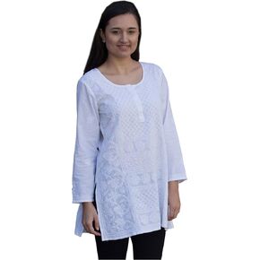 STUTI Pure Cotton All Over Hand Embroidered Tunic Top Kurta
