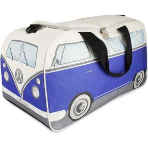 BRISA VW Collection - Volkswagen Retro Sport Shoulder Fitness Bag in T1 Bus Shape (Large/Classic Bus/Blue & Beige)