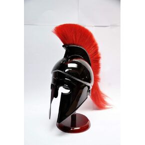 Greek Corinthian Helmet with Red Plume Armor Roman Armour Spartan Larp Rustic Vintage Home Decor Gifts