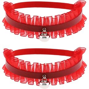 Women Girl Leg Garter Goth Leather Garters Belt Punk Lace Elastic Thigh Garters Adjustable