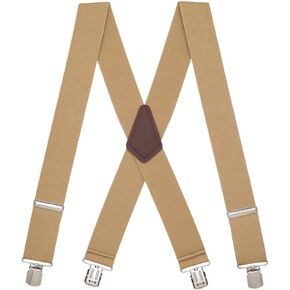 Classic Solid Color Suspenders - 2-Inch Wide - X-Back - Pin Clip - Many Colors & 4 Sizes Includes Big & Tall