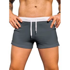 JMIERR Mens Swim Trunks Swimwear Short Strech Elastic Waist Drawstring Casual Sexy Shorts for Men with Zipper Pockets