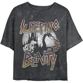 Disney Princess Beauty Sleep Women's Mineral Wash Short Sleeve Crop Tee