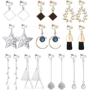 SAILIMUE 10 أزواج من الأقراط المشبكية للنساء أقراط طويلة متدلية متعددة الأقراط اللطيفة على شكل نجمة من اللؤلؤ أقراط عصرية ساحرة غير مثقوبة لا تسبب الحساسية in Kuwait