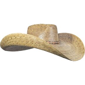 Oversized Cowboy Wide Brim Straw Hat Dark Natural | Sombrero de Palma Grande Obscuro